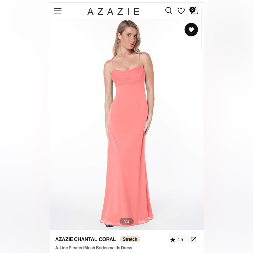 Azazie Chantal Dress Coral Size 2
